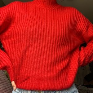 Red knit sweater